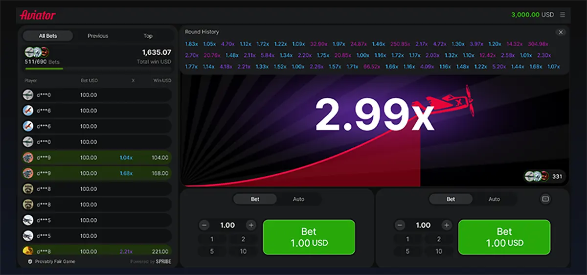 Aviator game interface in the UK